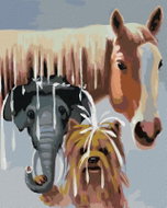Zuty - Painting by Numbers - Horse, Elephant and Dog (D. Rusty Rust), 40X50 Cm, Canvas+Frame - Painting by Numbers