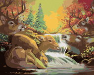 Zuty - Painting by Numbers - Deer And Waterfall (D. Rusty Rust), 40X50 Cm, Canvas - Painting by Numbers