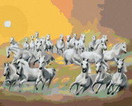 Zuty - Painting By Numbers - White Horses In The Clouds And The Sun (D. Rusty Rust), 40X50 Cm, Canva - Painting by Numbers