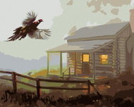 Zuty - Painting by Numbers - Pheasant And Cottage In The Fog (D. Rusty Rust), 40X50 Cm, Canvas+Frame - Painting by Numbers