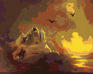 Zuty - Painting by Numbers - Castle, Knight and Sunset (D. Rusty Rust), 40X50 Cm, Canvas+Frame - Painting by Numbers