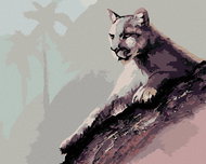 Zuty - Painting by Numbers - Lying Cougar (D. Rusty Rust), 40X50 Cm, Canvas+Frame - Painting by Numbers