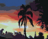 Zuty - Painting by Numbers - Palm Tree and Sunset (D. Rusty Rust), 40X50 Cm, Canvas+Frame - Painting by Numbers