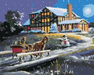 Zuty - Painting by Numbers - Christmas, Sleigh And Snowman (D. Rusty Rust), 40X50 Cm, Canvas - Painting by Numbers