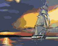 Zuty - Painting by Numbers - Sailing Ship And Sunset (D. Rusty Rust), 40X50 Cm, Canvas - Painting by Numbers