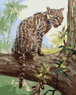 Zuty - Painting by Numbers - Ocelot Cub on a Tree (D. Rusty Rust), 80X100 Cm, Canvas+Frame - Painting by Numbers
