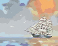 Zuty - Painting by Numbers - Clouds, Sailboats And Seagulls (D. Rusty Rust), 80X100 Cm, Canvas - Painting by Numbers