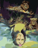 Zuty - Painting By Numbers - Lion By Water (D. Rusty Rust), 80X100 Cm, Canvas+Frame - Painting by Numbers