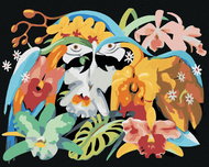Zuty - Painting by Numbers - Parrot Macaw And Flowers (D. Rusty Rust), 40X50 Cm, Canvas - Painting by Numbers