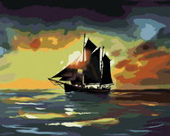 Zuty - Painting By Numbers - Sailing Ship In The Sunset (D. Rusty Rust), 40X50 Cm, Canvas - Painting by Numbers