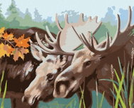 Zuty - Painting by Numbers - Elk Couple (D. Rusty Rust), 80X100 Cm, Canvas - Painting by Numbers