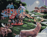 Zuty - Painting by Numbers - Animals at the Playground (D. Rusty Rust), 40X50 Cm, Canvas+Frame - Painting by Numbers