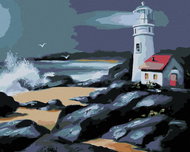 Zuty - Painting By Numbers - Lighthouse At The Coast (D. Rusty Rust), 40X50 Cm, Canvas+Frame - Painting by Numbers