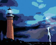 Zuty - Painting by Numbers - Lighthouse and Storm (D. Rusty Rust), 40X50 Cm, Canvas+Frame - Painting by Numbers