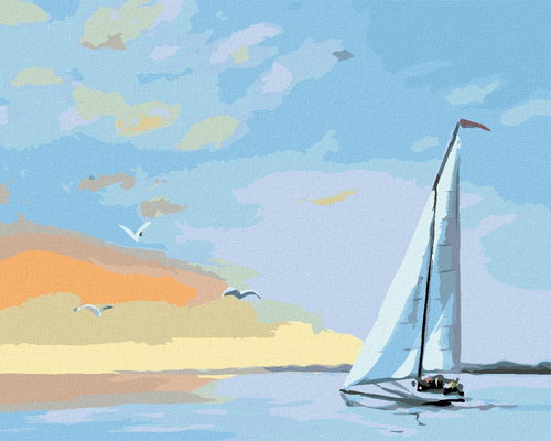 Zuty - Painting by Numbers - Sailboats And Reds (D. Rusty Rust), 40X50 Cm, Canvas - Painting by Numbers - Main image