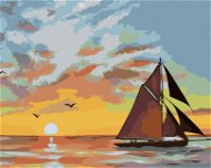 Zuty - Painting by Numbers - Sailing Ship And Sunset (D. Rusty Rust), 80X100 Cm, Canvas+Frame - Painting by Numbers