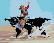 Zuty - Painting By Numbers - Cowboy And Bull As World Map (D. Rusty Rust), 80X100 Cm, Canvas+Frame - Painting by Numbers