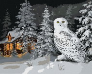 Zuty - Painting by Numbers - Snowy Owl in the Forest and Cottage in Winter (D. Rusty Rust), 80X100 C - Painting by Numbers