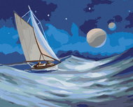 Zuty - Painting by Numbers - Sailing Ship Under Full Moon (D. Rusty Rust), 40X50 Cm, Canvas+Frame - Painting by Numbers