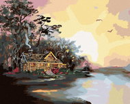 Zuty - Painting By Numbers - Cottage By The Lake And The Reds (D. Rusty Rust), 40X50 Cm, Canvas - Painting by Numbers