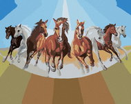 Zuty - Painting by Numbers - Horses Running (D. Rusty Rust), 40X50 Cm, Canvas+Frame - Painting by Numbers