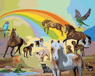 Zuty - Painting By Numbers - Rainbow And Animals (D. Rusty Rust), 40X50 Cm, Canvas+Frame - Painting by Numbers