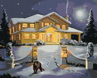 Zuty - Painting by Numbers - Raccoon In Front of the House at Full Moon (D. Rusty Rust), 80X100 Cm,  - Painting by Numbers