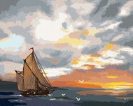 Zuty - Painting by Numbers - Sailboats at Sea and Sunset (D. Rusty Rust), 80X100 Cm, Canvas - Painting by Numbers