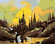 Zuty - Painting By Numbers - Knight On Horseback, Castle And Sunset (D. Rusty Rust), 40X50 Cm, Canva - Painting by Numbers