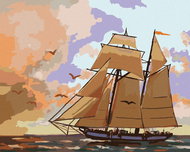Zuty - Painting by Numbers - Sailing Boats, Birds and Robins (D. Rusty Rust), 40X50 Cm, Canvas+Frame - Painting by Numbers