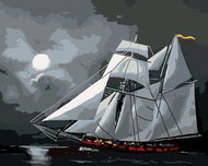 Zuty - Painting by Numbers - Sailing Ship Under Full Moon (D. Rusty Rust), 40X50 Cm, Canvas - Painting by Numbers