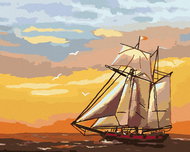 Zuty - Painting By Numbers - Sailing Ship In The Sunset (D. Rusty Rust), 40X50 Cm, Canvas - Painting by Numbers