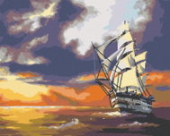 Zuty - Painting by Numbers - Sailing Ship Sailing on the Sea and Sunset (D. Rusty Rust), 80X100 Cm, - Painting by Numbers