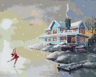 Zuty - Painting by Numbers - Figure Skater On Ice At The Pier And Blue House (D. Rusty Rust), 40X50  - Painting by Numbers