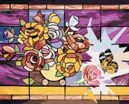 Zuty - Painting by Numbers - Mosaic of a Bouquet in a Vase and a Butterfly (D. Rusty Rust), 40X50 Cm - Painting by Numbers