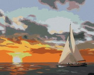 Zuty - Painting by Numbers - Sailing Boats and Sunset at Sea (D. Rusty Rust), 40X50 Cm, Canvas - Painting by Numbers