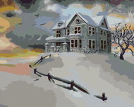 Zuty - Painting by Numbers - Abandoned White House in Winter (D. Rusty Rust), 40X50 Cm, Canvas+Frame - Painting by Numbers