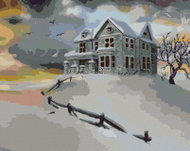 Zuty - Painting by Numbers - Abandoned White House in Winter (D. Rusty Rust), 40X50 Cm, Canvas - Painting by Numbers