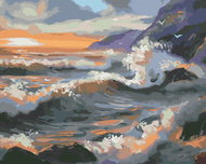 Zuty - Painting by Numbers - Waves And Sunset (D. Rusty Rust), 40X50 Cm, Canvas+Frame - Painting by Numbers