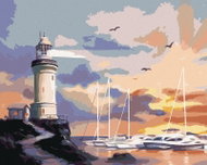 Zuty - Painting by Numbers - Sailing Ship, Lighthouse and Sunset (D. Rusty Rust), 80X100 Cm, Canvas - Painting by Numbers