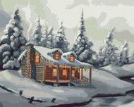 Zuty - Painting by Numbers - Snow-covered Trees, River and Cottage in Winter (D. Rusty Rust), 80X100 - Painting by Numbers