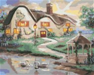 Zuty – Maľovanie podľa čísel – Labute na jazere a dom s altánkom (D. Rusty Rust), 80 × 100 cm, plátno + rám - Maľovanie podľa čísel