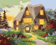 Zuty - Painting by Numbers - House And Road Lined With Flowers (D. Rusty Rust), 80X100 Cm, Canvas - Painting by Numbers