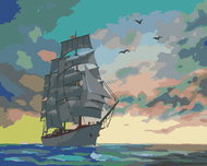 Zuty - Painting by Numbers - Sailing Boats and Colored Clouds (D. Rusty Rust), 40X50 Cm, Canvas+Fram - Painting by Numbers