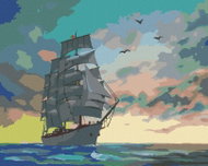 Zuty - Painting by Numbers - Sailing Boats and Colorful Clouds (D. Rusty Rust), 40X50 Cm, Canvas - Painting by Numbers