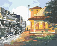 Zuty - Painting by Numbers - Train And Station (D. Rusty Rust), 40X50 Cm, Canvas - Painting by Numbers