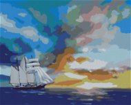 Zuty - Painting by Numbers - Sailing Ship, Sunset And Clouds (D. Rusty Rust), 80X100 Cm, Canvas+R - Painting by Numbers