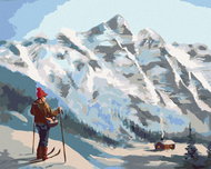 Zuty - Painting By Numbers - Skier And Mountains (D. Rusty Rust), 40X50 Cm, Canvas - Painting by Numbers