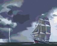 Zuty - Painting by Numbers - Sailing Ship And Storm (D. Rusty Rust), 80X100 Cm, Canvas - Painting by Numbers