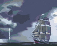 Zuty - Painting by Numbers - Sailing Ship And Storm (D. Rusty Rust), 40X50 Cm, Canvas+Frame - Painting by Numbers